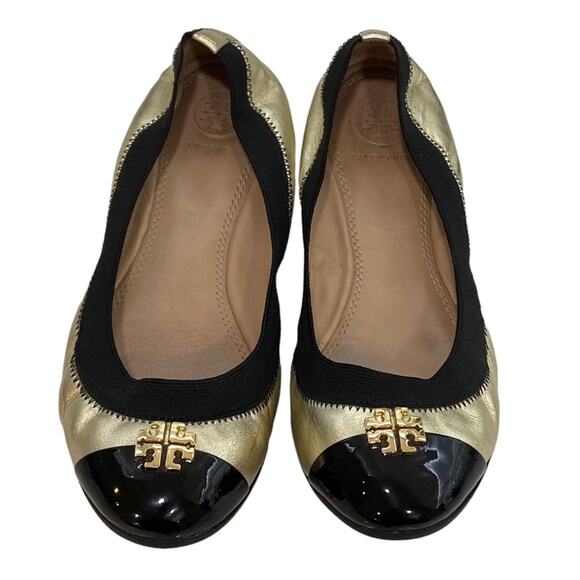 Tory Burch Womens Ballet Flats Size 6.5 Jolie Metallic Two-Tone balletcore - Picture 1 of 7